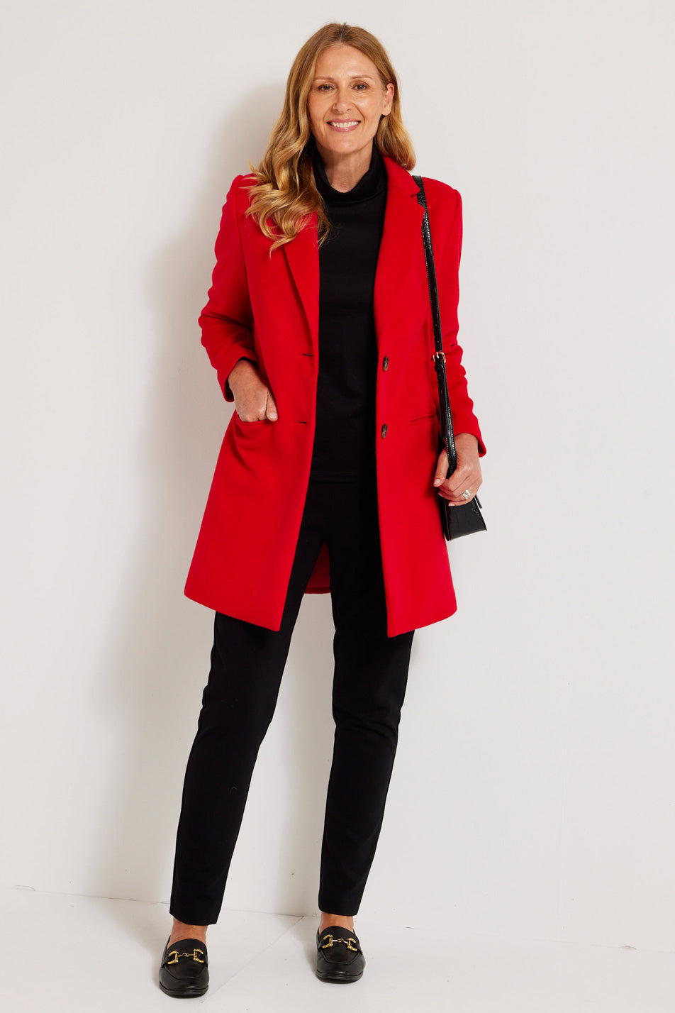 ZARINA MID LENGTH REVERE COAT