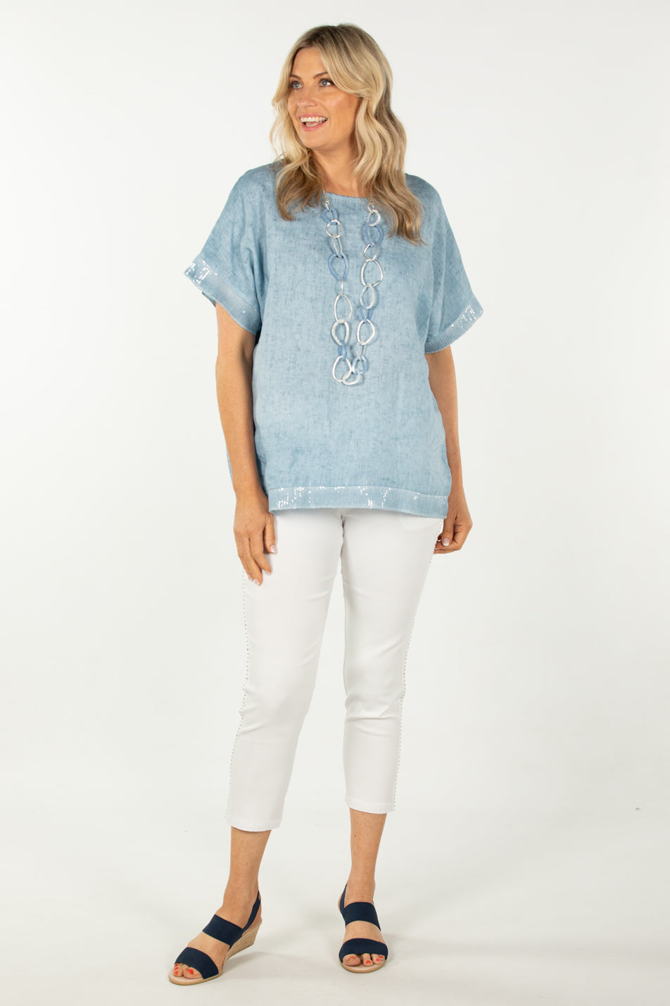 AMALFI SEQUIN TRIM RELAXED TOP