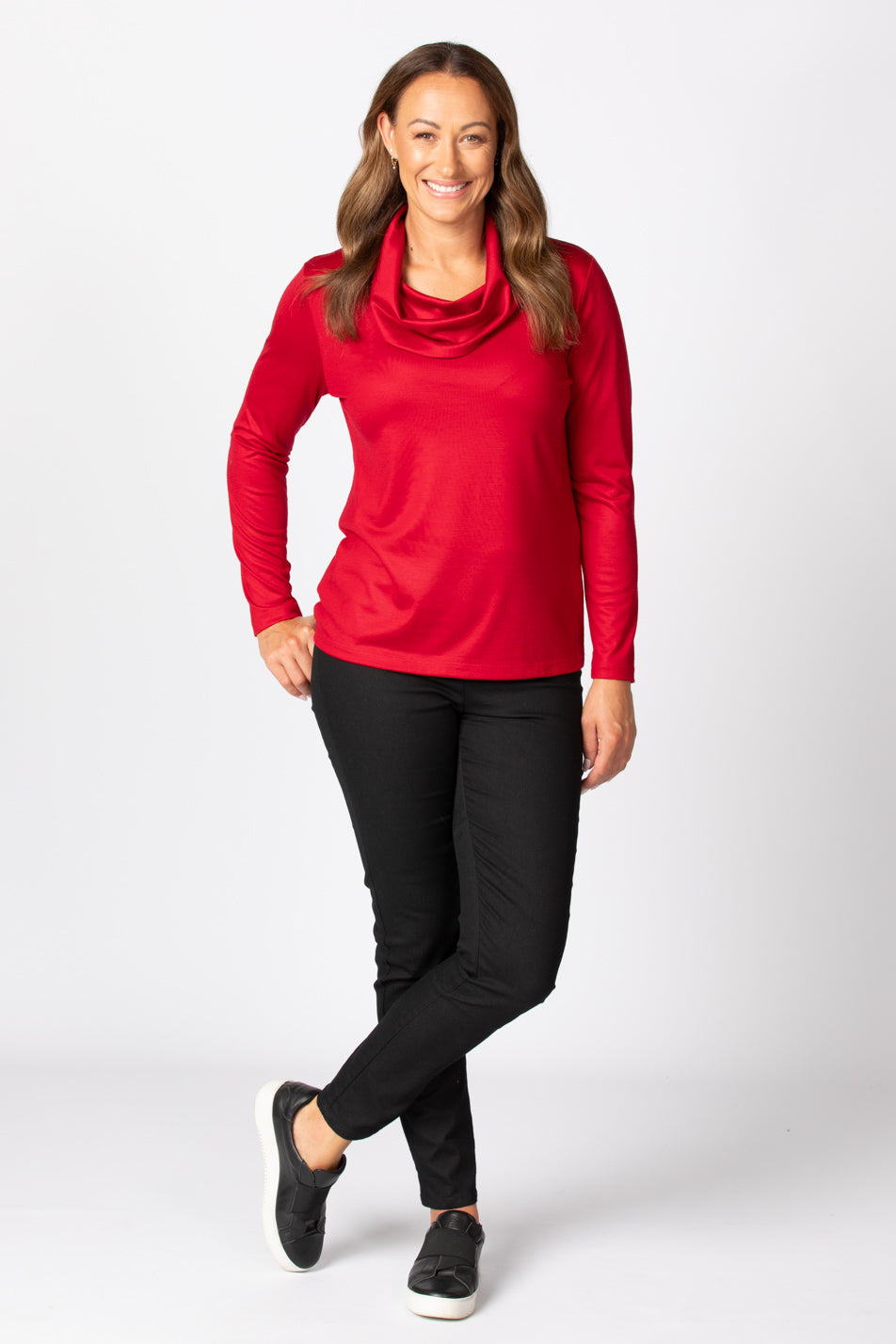 HEDRENA COWL NECK LONG SLEEVE TOP