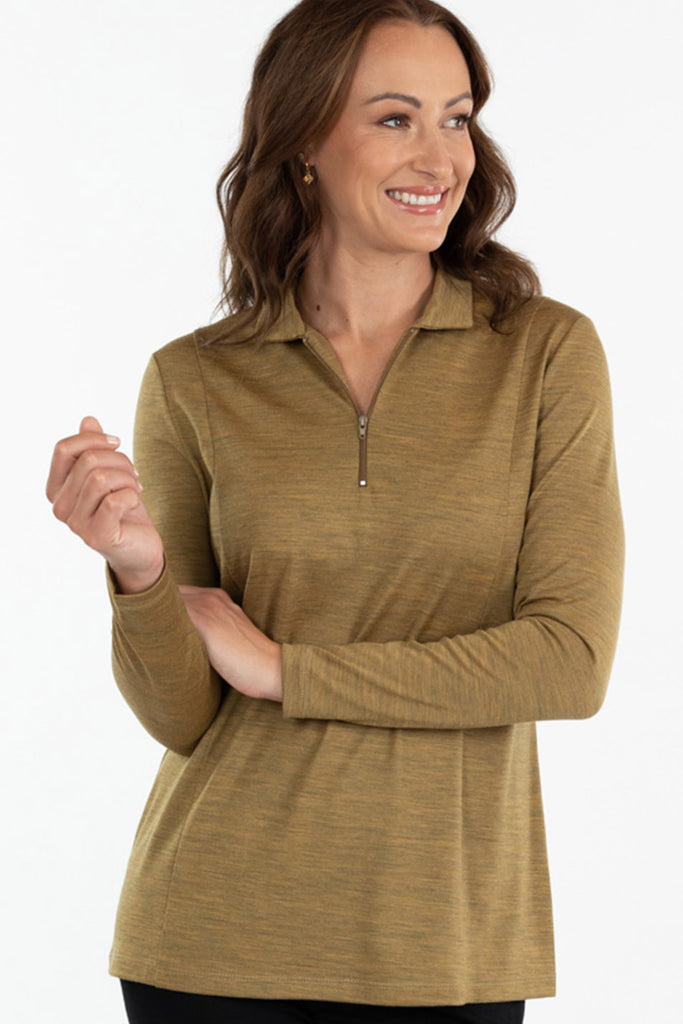 HEDRENA ZIP POLO LONG SLEEVE TOP