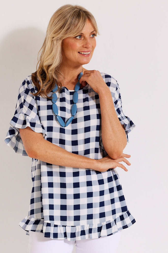 CLAIRE S/S CHECK TOP