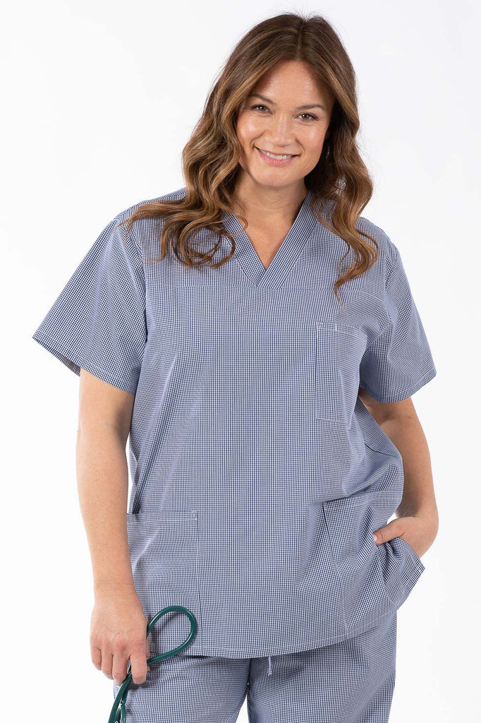 ENERGY CHECK V NECK SCRUB TOP